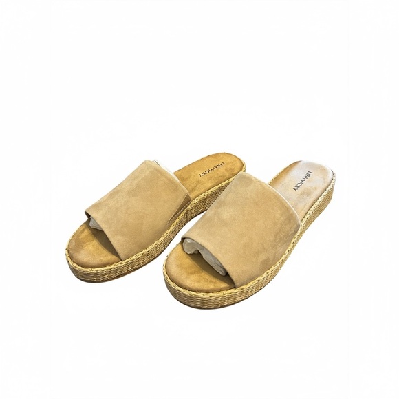 Lisa Vicky Suede Smile Slip-On Sandal Tan Camel - Picture 1 of 7